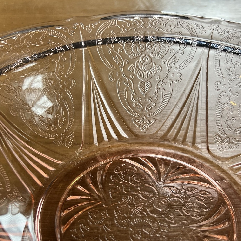 Hazel‎ Atlas Royal Lace Pink Depression Glass 10" Large Fruit Bowl Vintage - Picture 4 of 6